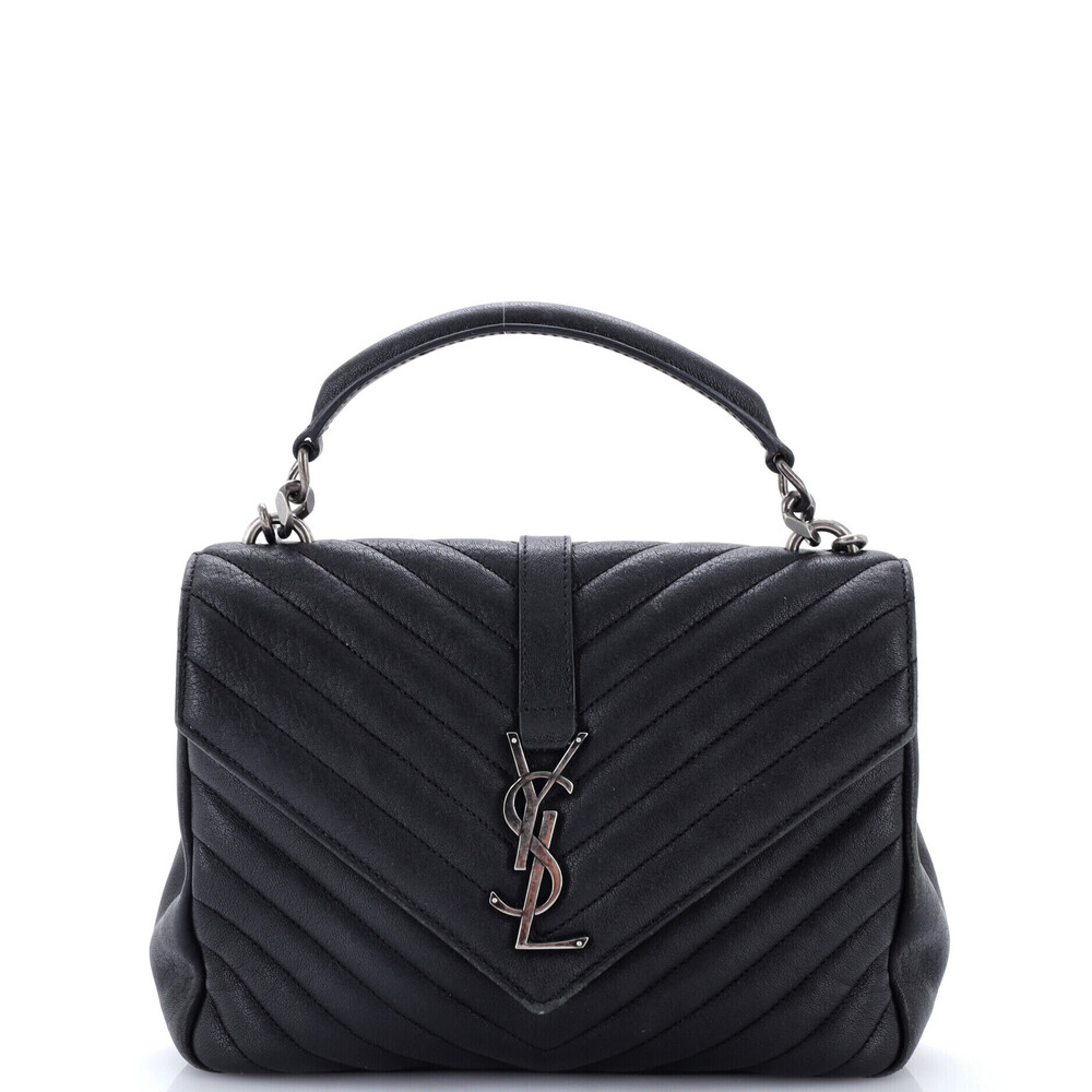 Saint Laurent Medium Classic Monogram College Bag Matelasse Chevron Leather